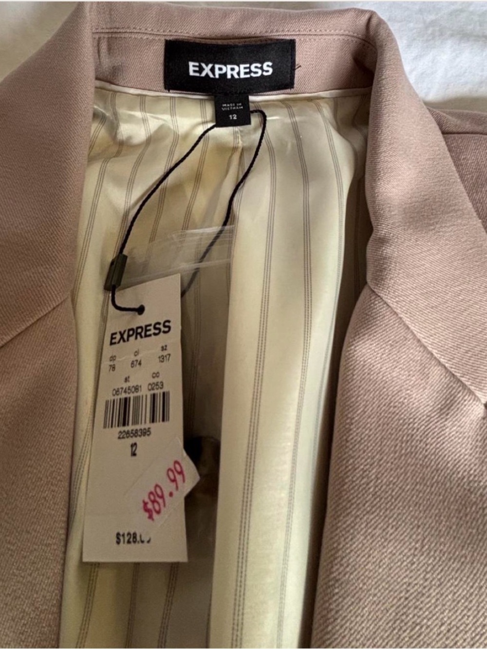Express Blush Pink Tailored Single-Button Blazer - Picture 3 of 7